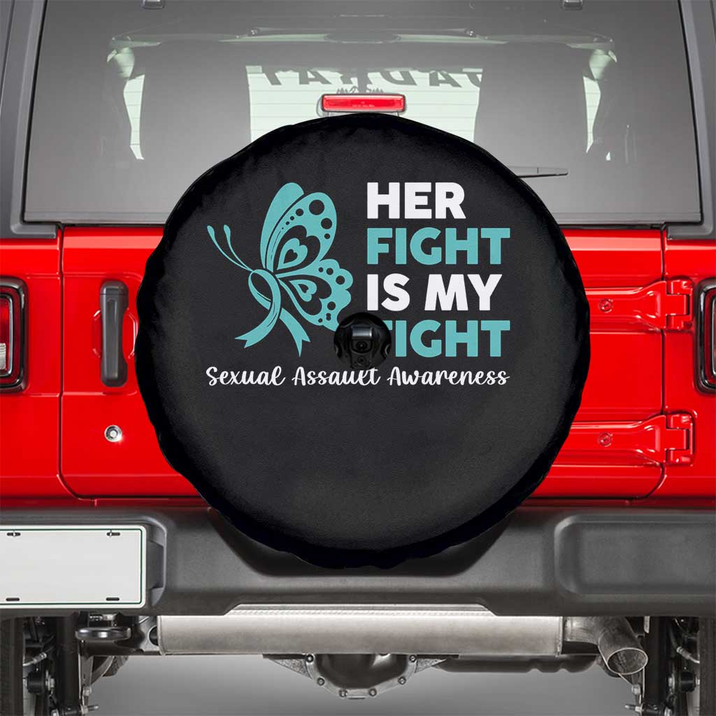 Sexual Assault Awareness Spare Tire Cover Her Fight is My Fight TS14 Black Print Your Wear