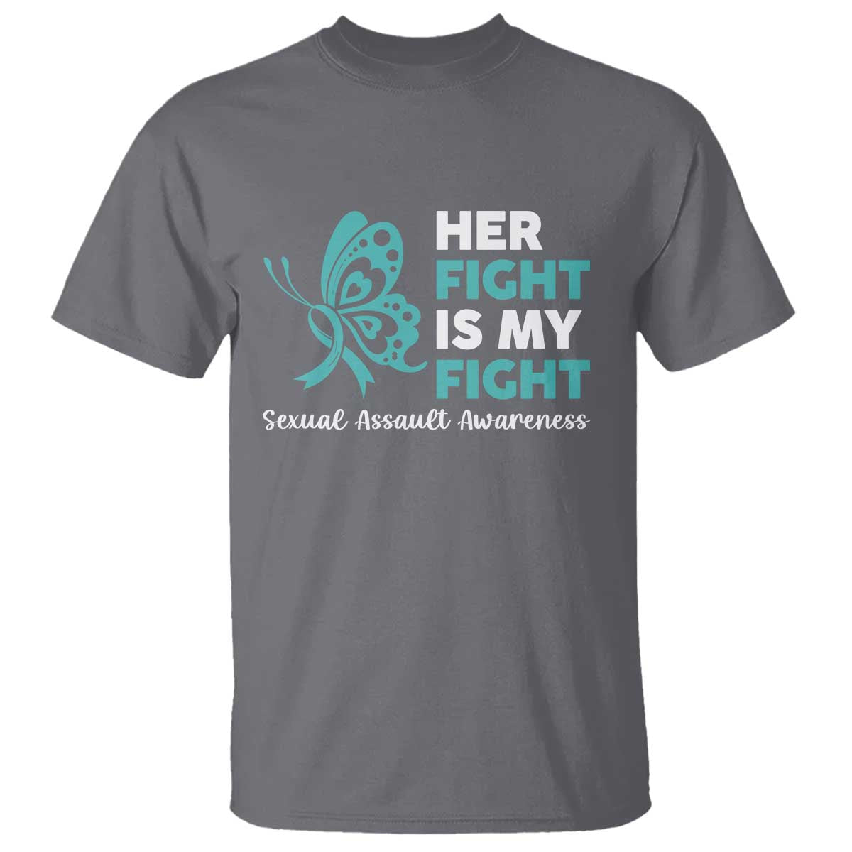 Sexual Assault Awareness T Shirt Her Fight is My Fight TS14 Charcoal Print Your Wear