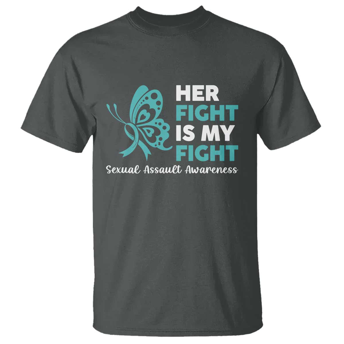Sexual Assault Awareness T Shirt Her Fight is My Fight TS14 Dark Heather Print Your Wear