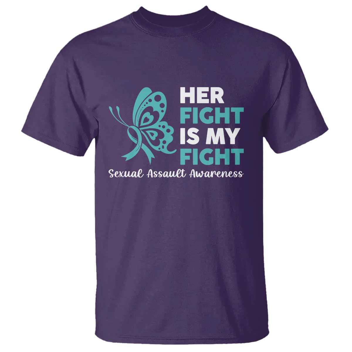 Sexual Assault Awareness T Shirt Her Fight is My Fight TS14 Purple Print Your Wear