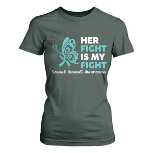 Sexual Assault Awareness T Shirt For Women Her Fight is My Fight TS14 Dark Forest Green Print Your Wear