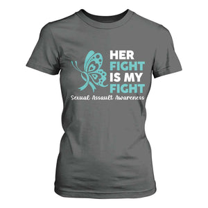 Sexual Assault Awareness T Shirt For Women Her Fight is My Fight TS14 Dark Heather Print Your Wear