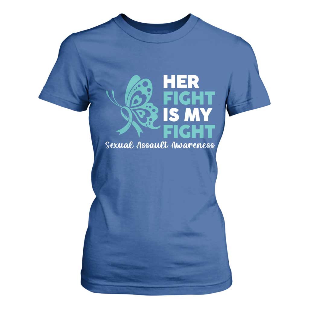 Sexual Assault Awareness T Shirt For Women Her Fight is My Fight TS14 Royal Blue Print Your Wear