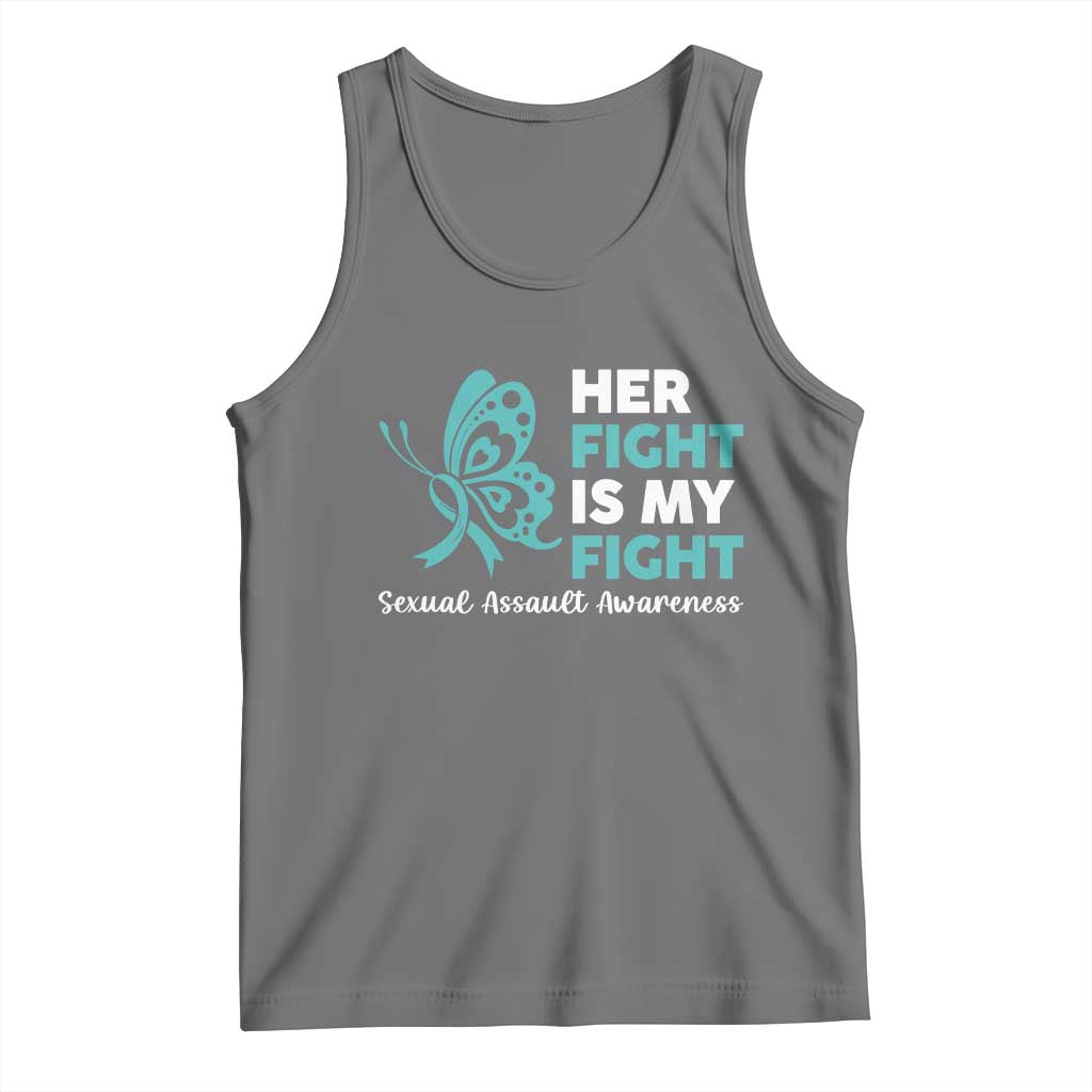 Sexual Assault Awareness Tank Top Her Fight is My Fight TS14 Black Heather Print Your Wear
