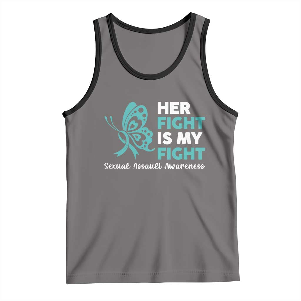 Sexual Assault Awareness Tank Top Her Fight is My Fight TS14 Deep Heather Black Print Your Wear