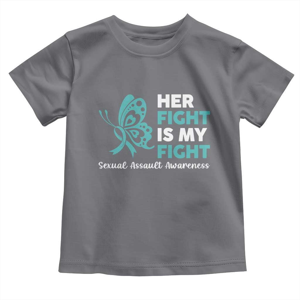 Sexual Assault Awareness Toddler T Shirt Her Fight is My Fight TS14 Charcoal Print Your Wear