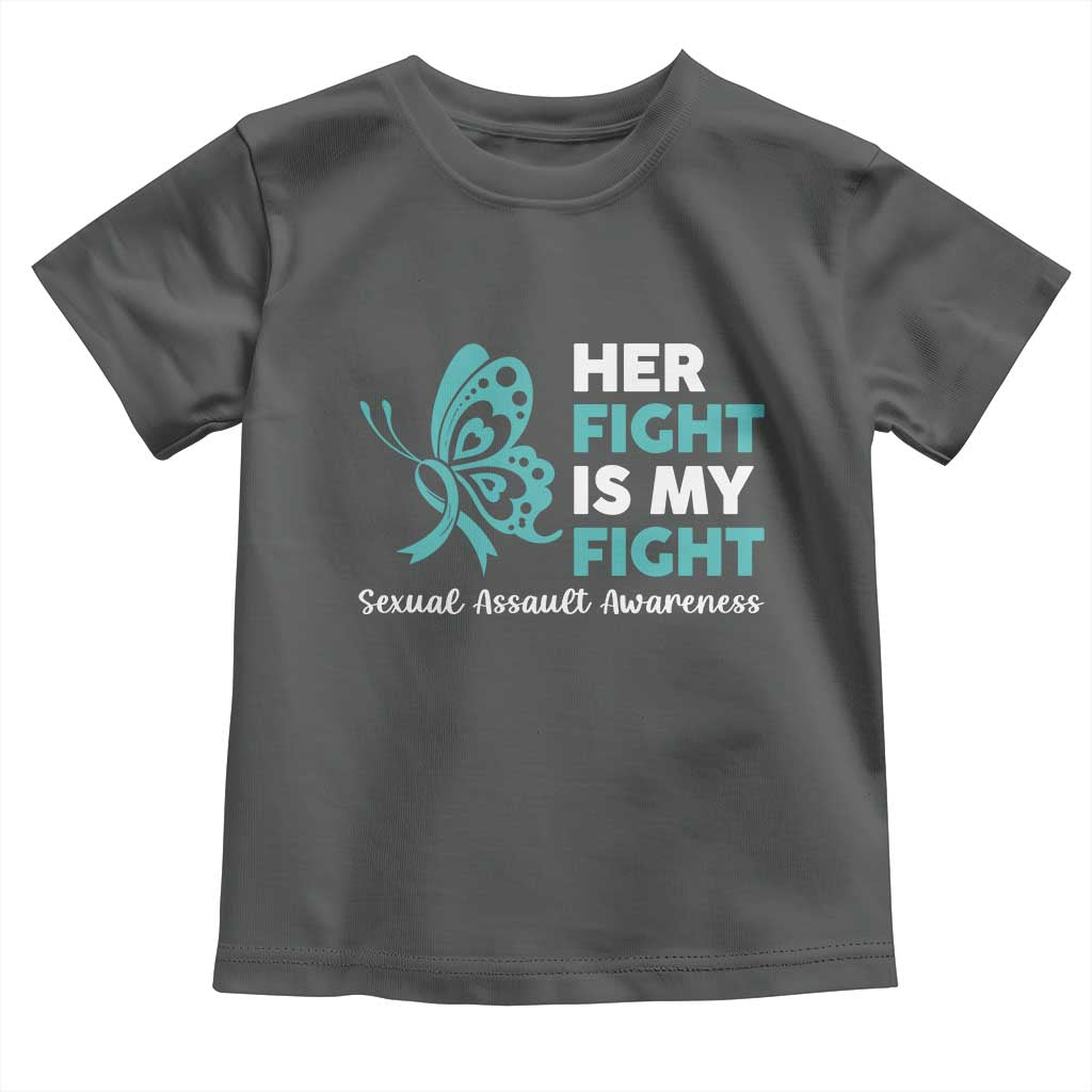 Sexual Assault Awareness Toddler T Shirt Her Fight is My Fight TS14 Dark Heather Print Your Wear