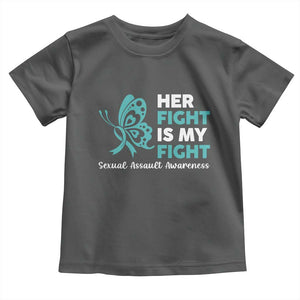 Sexual Assault Awareness Toddler T Shirt Her Fight is My Fight TS14 Dark Heather Print Your Wear