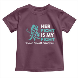 Sexual Assault Awareness Toddler T Shirt Her Fight is My Fight TS14 Maroon Print Your Wear