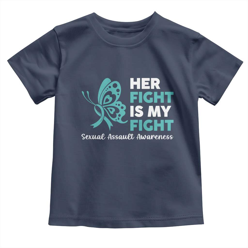 Sexual Assault Awareness Toddler T Shirt Her Fight is My Fight TS14 Navy Print Your Wear