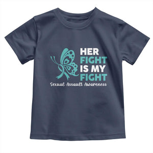 Sexual Assault Awareness Toddler T Shirt Her Fight is My Fight TS14 Navy Print Your Wear