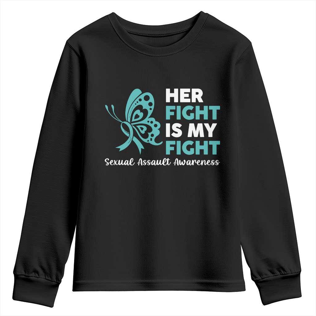 Sexual Assault Awareness Youth Sweatshirt Her Fight is My Fight TS14 Black Print Your Wear