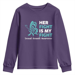 Sexual Assault Awareness Youth Sweatshirt Her Fight is My Fight TS14 Purple Print Your Wear