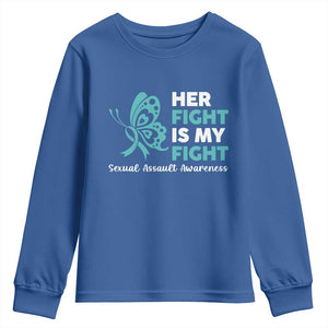Sexual Assault Awareness Youth Sweatshirt Her Fight is My Fight TS14 Royal Blue Print Your Wear