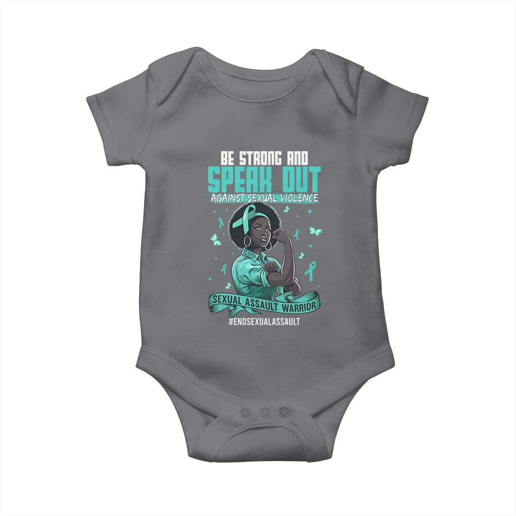 Sexual Assault Awareness Baby Onesie Support African Women Stop Sexual Abuse Awareness TS14 Charcoal Print Your Wear
