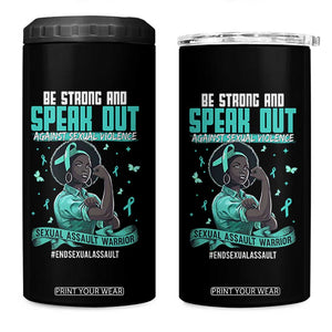 Sexual Assault Awareness 4 in 1 Can Cooler Tumbler Support African Women Stop Sexual Abuse Awareness TS14 One Size: 16 oz Black Print Your Wear