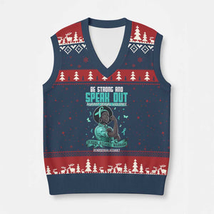 Sexual Assault Awareness V-Neck Knit Sweater Vest Support African Women Stop Sexual Abuse Awareness TS14 Navy Red Print Your Wear