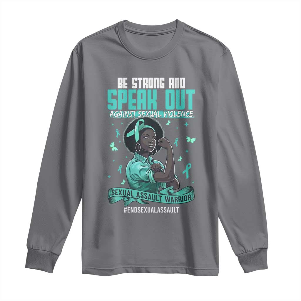 Sexual Assault Awareness Long Sleeve Shirt Support African Women Stop Sexual Abuse Awareness TS14 Charcoal Print Your Wear