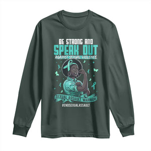 Sexual Assault Awareness Long Sleeve Shirt Support African Women Stop Sexual Abuse Awareness TS14 Dark Forest Green Print Your Wear