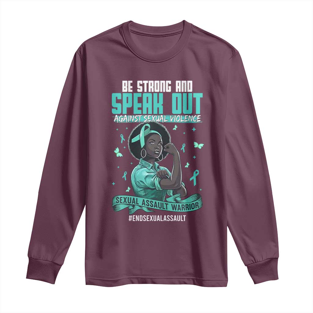 Sexual Assault Awareness Long Sleeve Shirt Support African Women Stop Sexual Abuse Awareness TS14 Maroon Print Your Wear