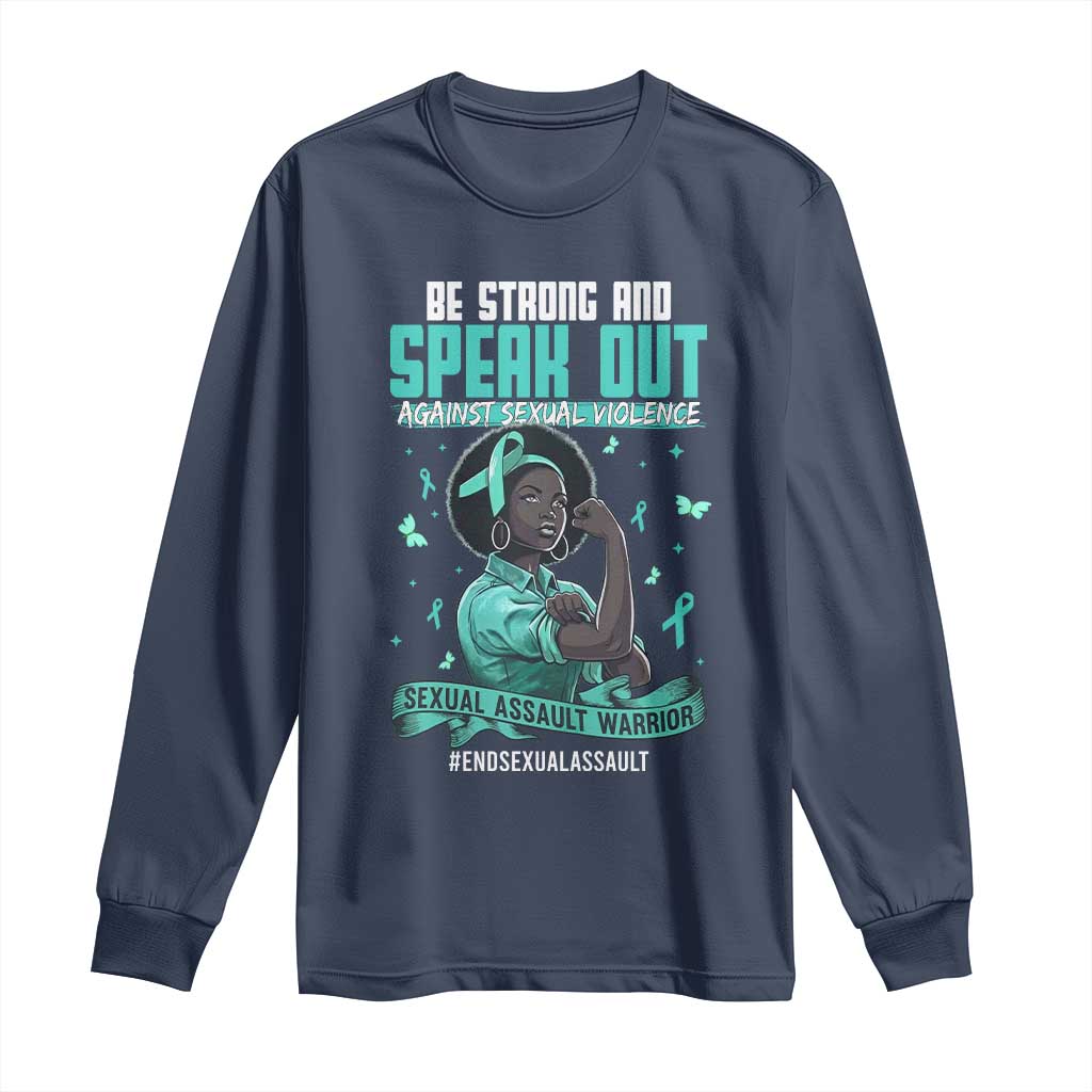 Sexual Assault Awareness Long Sleeve Shirt Support African Women Stop Sexual Abuse Awareness TS14 Navy Print Your Wear