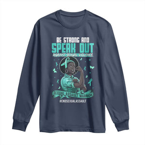 Sexual Assault Awareness Long Sleeve Shirt Support African Women Stop Sexual Abuse Awareness TS14 Navy Print Your Wear