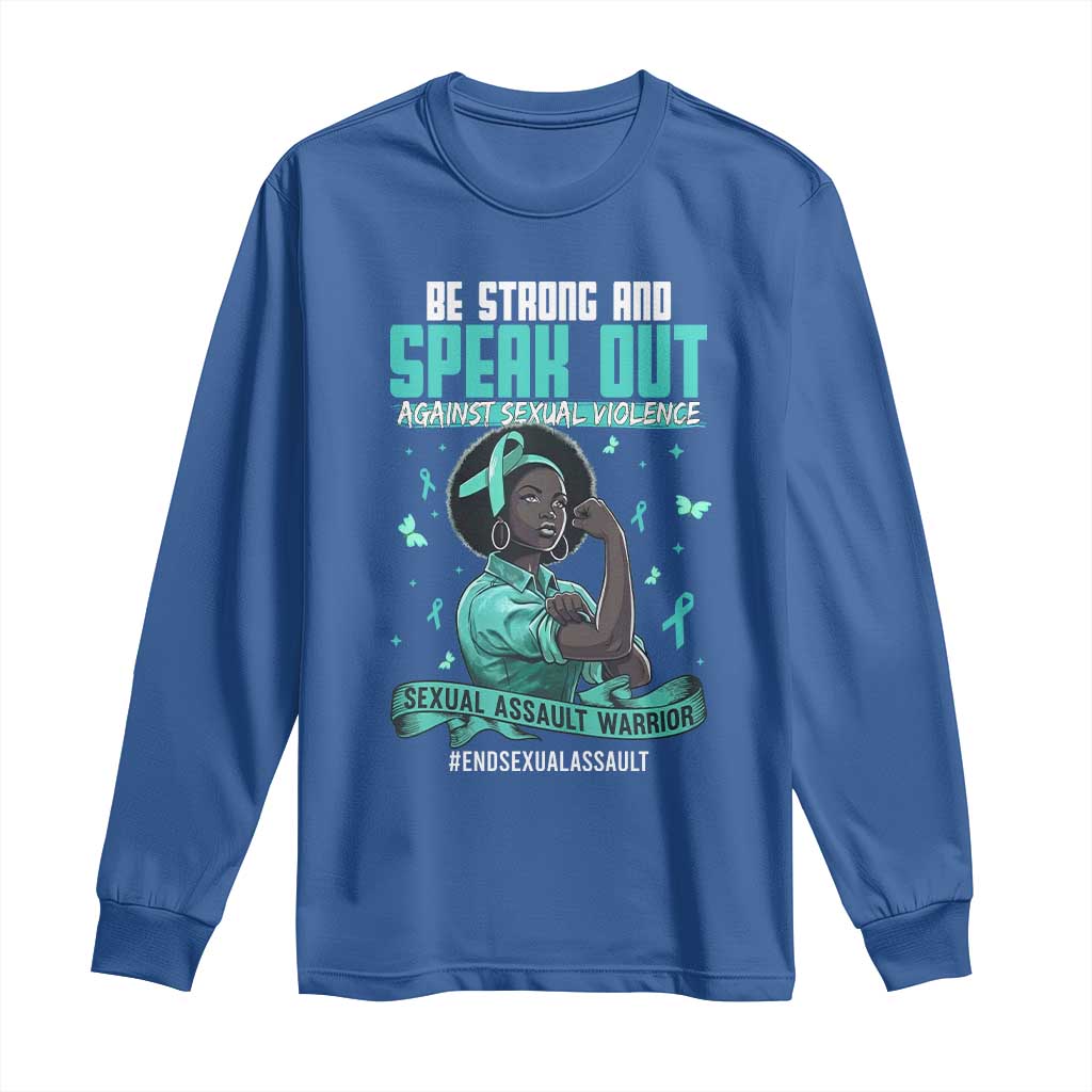Sexual Assault Awareness Long Sleeve Shirt Support African Women Stop Sexual Abuse Awareness TS14 Royal Blue Print Your Wear