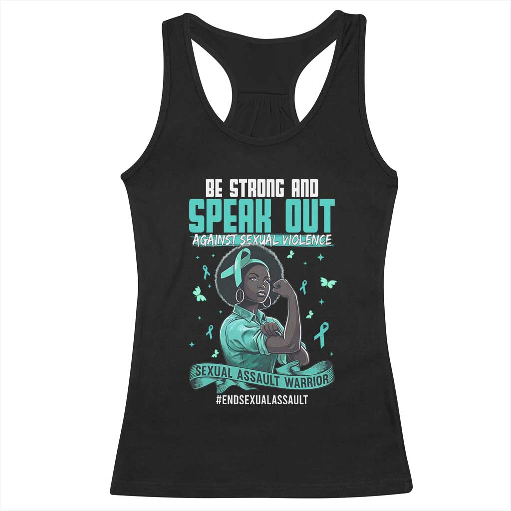Sexual Assault Awareness Racerback Tank Top Support African Women Stop Sexual Abuse Awareness TS14 Black Print Your Wear