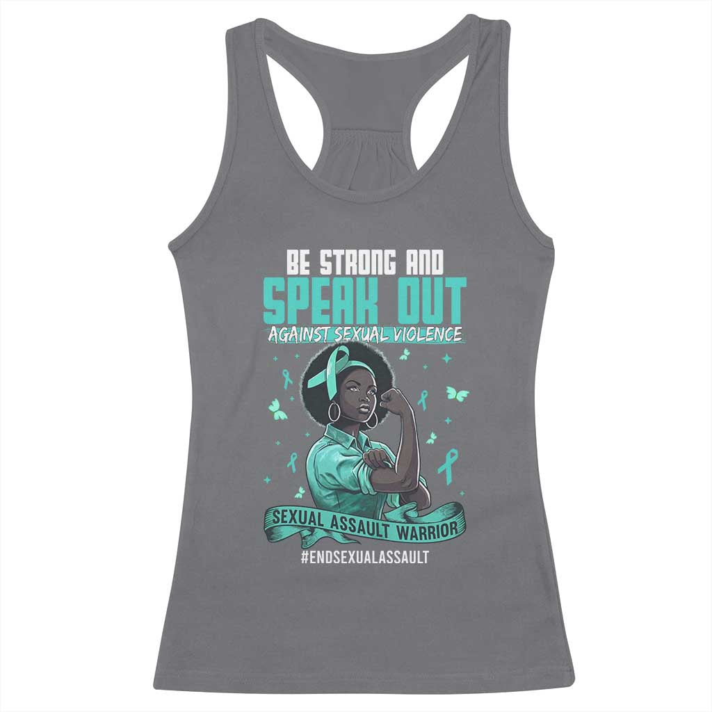 Sexual Assault Awareness Racerback Tank Top Support African Women Stop Sexual Abuse Awareness TS14 Charcoal Print Your Wear