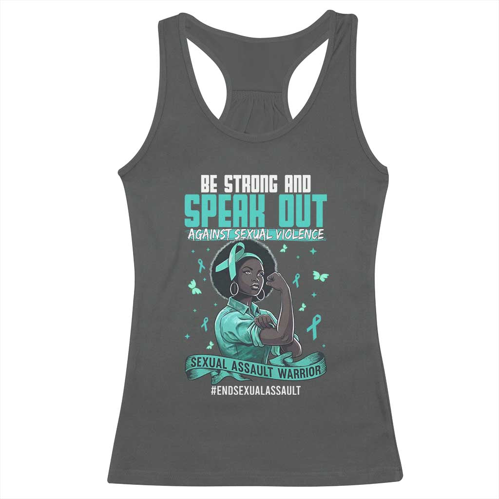 Sexual Assault Awareness Racerback Tank Top Support African Women Stop Sexual Abuse Awareness TS14 Dark Heather Print Your Wear