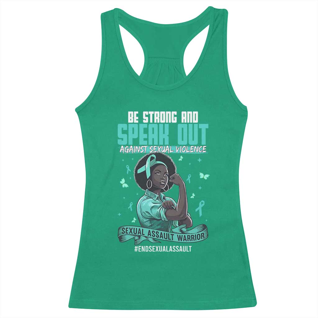 Sexual Assault Awareness Racerback Tank Top Support African Women Stop Sexual Abuse Awareness TS14 Irish Green Print Your Wear