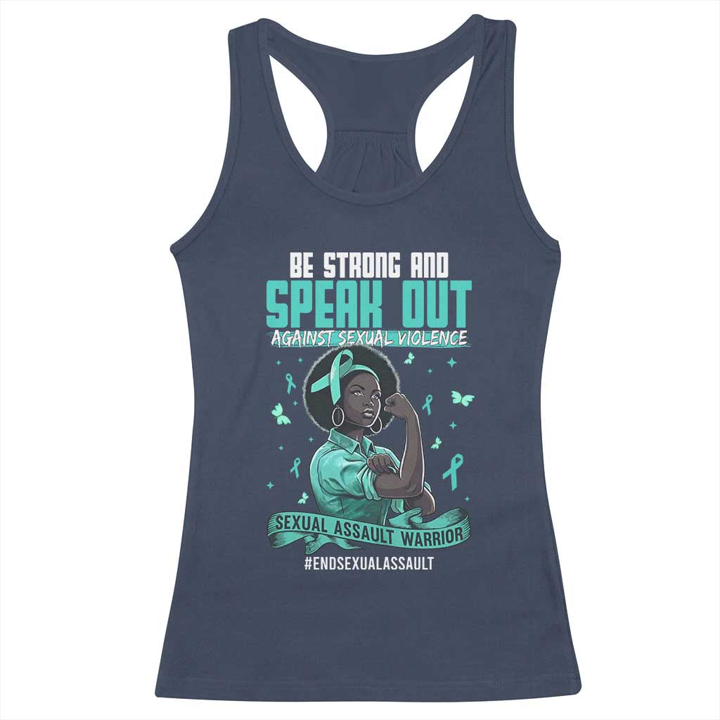 Sexual Assault Awareness Racerback Tank Top Support African Women Stop Sexual Abuse Awareness TS14 Navy Print Your Wear