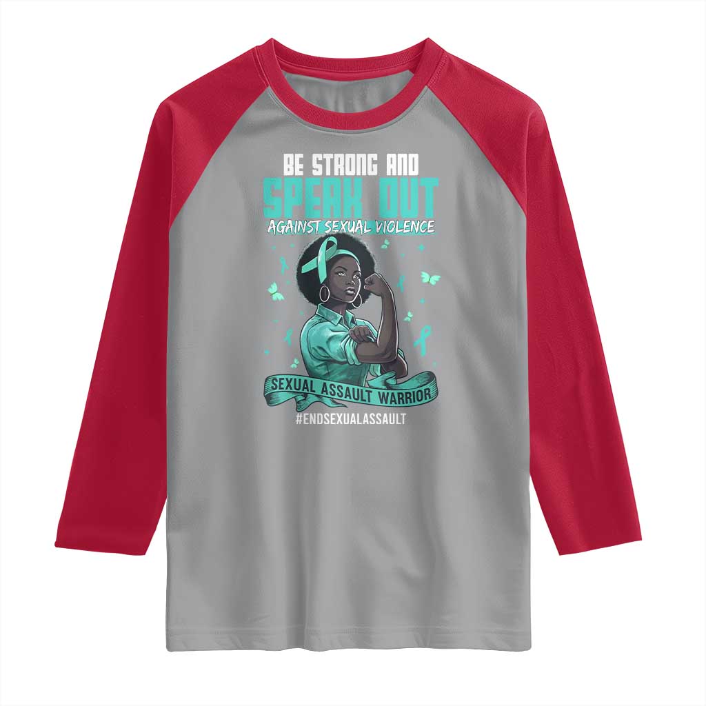 Sexual Assault Awareness Raglan Shirt Support African Women Stop Sexual Abuse Awareness TS14 Sport Gray Red Print Your Wear