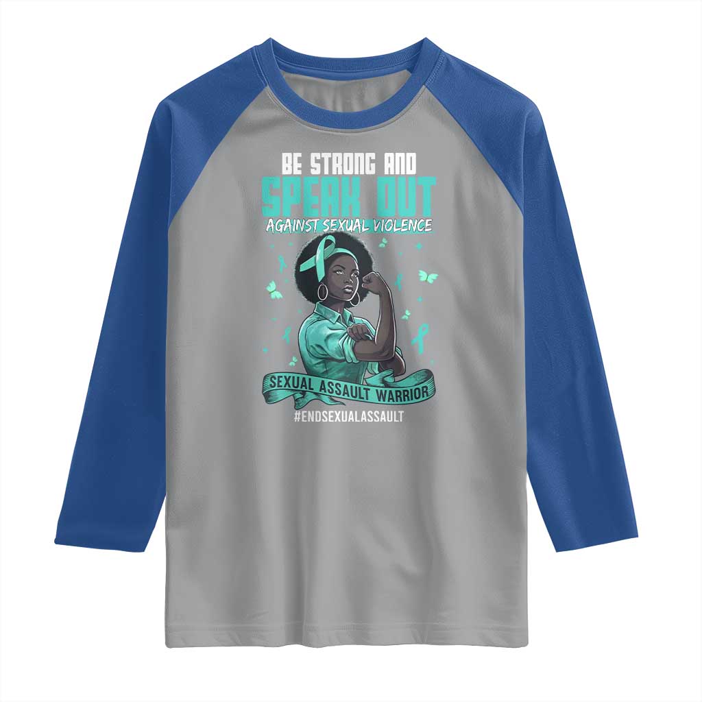 Sexual Assault Awareness Raglan Shirt Support African Women Stop Sexual Abuse Awareness TS14 Sport Gray Royal Print Your Wear
