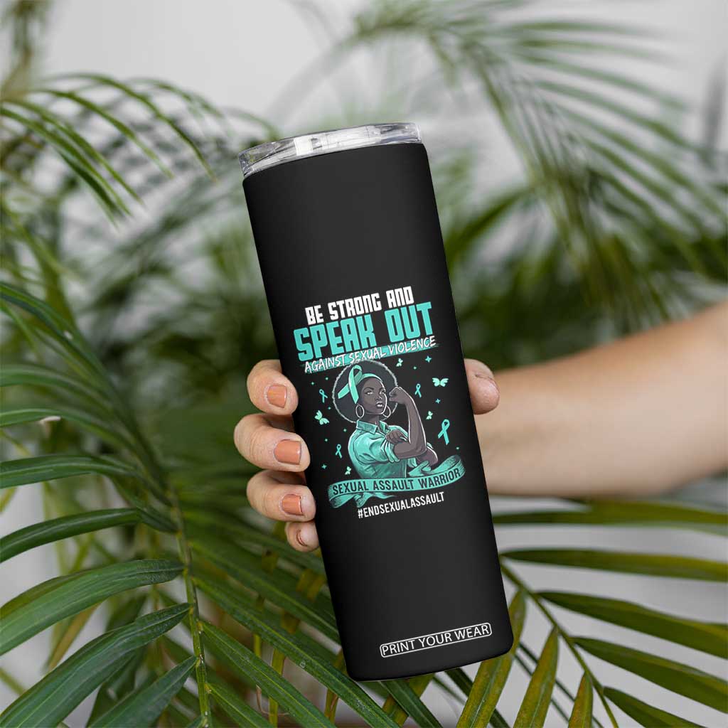 Sexual Assault Awareness Skinny Tumbler Support African Women Stop Sexual Abuse Awareness TS14 Print Your Wear