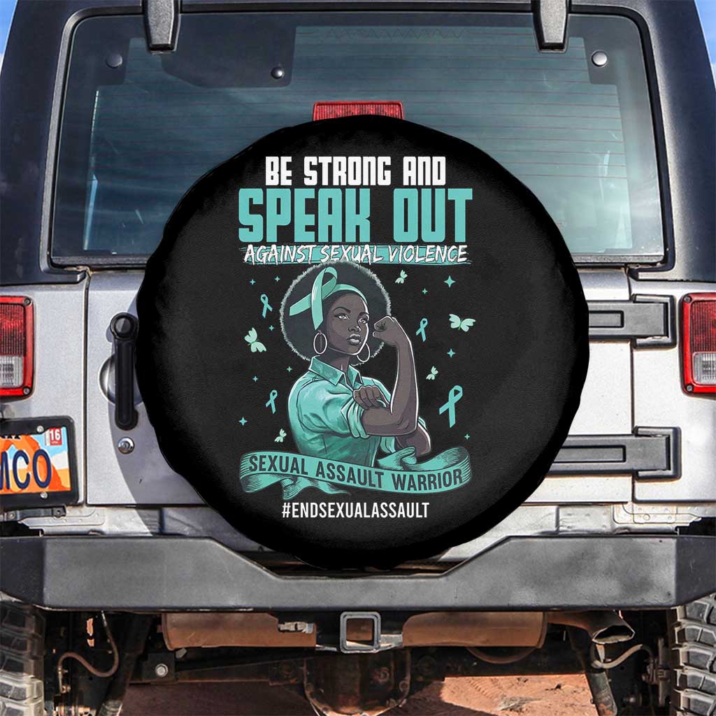Sexual Assault Awareness Spare Tire Cover Support African Women Stop Sexual Abuse Awareness TS14 No hole Black Print Your Wear