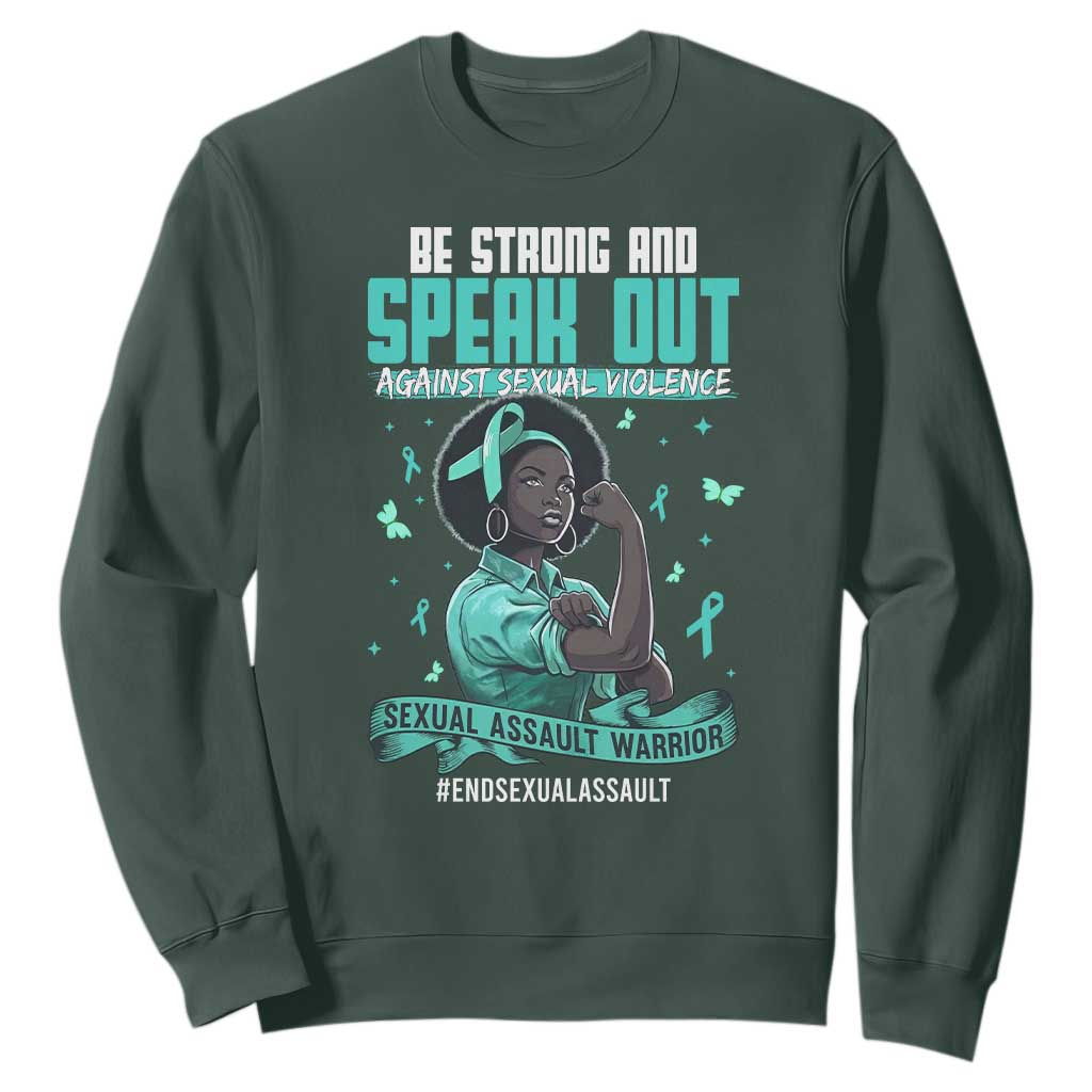 Sexual Assault Awareness Sweatshirt Support African Women Stop Sexual Abuse Awareness TS14 Dark Forest Green Print Your Wear