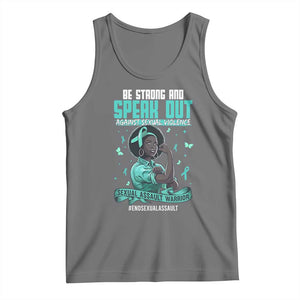 Sexual Assault Awareness Tank Top Support African Women Stop Sexual Abuse Awareness TS14 Black Heather Print Your Wear