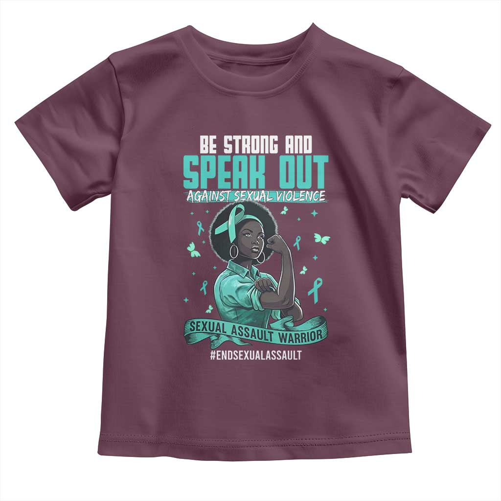 Sexual Assault Awareness Toddler T Shirt Support African Women Stop Sexual Abuse Awareness TS14 Maroon Print Your Wear