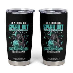 Sexual Assault Awareness Tumbler Cup Support African Women Stop Sexual Abuse Awareness TS14 Black Print Your Wear