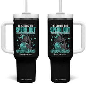 Sexual Assault Awareness Tumbler With Handle Support African Women Stop Sexual Abuse Awareness TS14 One Size: 40 oz Black Print Your Wear