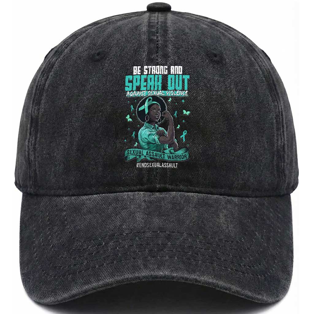 Sexual Assault Awareness Washed Cotton Baseball Cap Support African Women Stop Sexual Abuse Awareness TS14 Washed Cap Universal Fit Black Print Your Wear