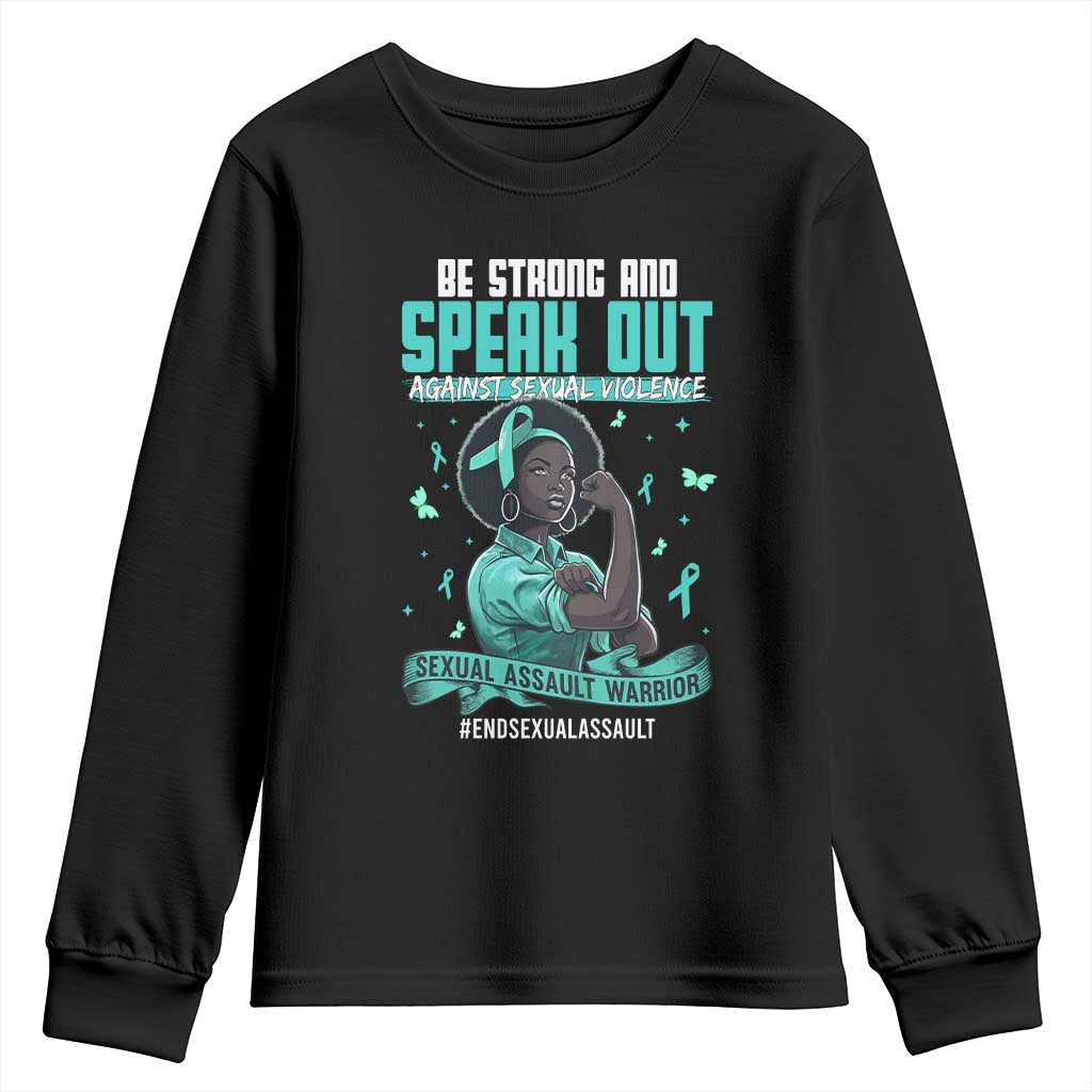 Sexual Assault Awareness Youth Sweatshirt Support African Women Stop Sexual Abuse Awareness TS14 Black Print Your Wear