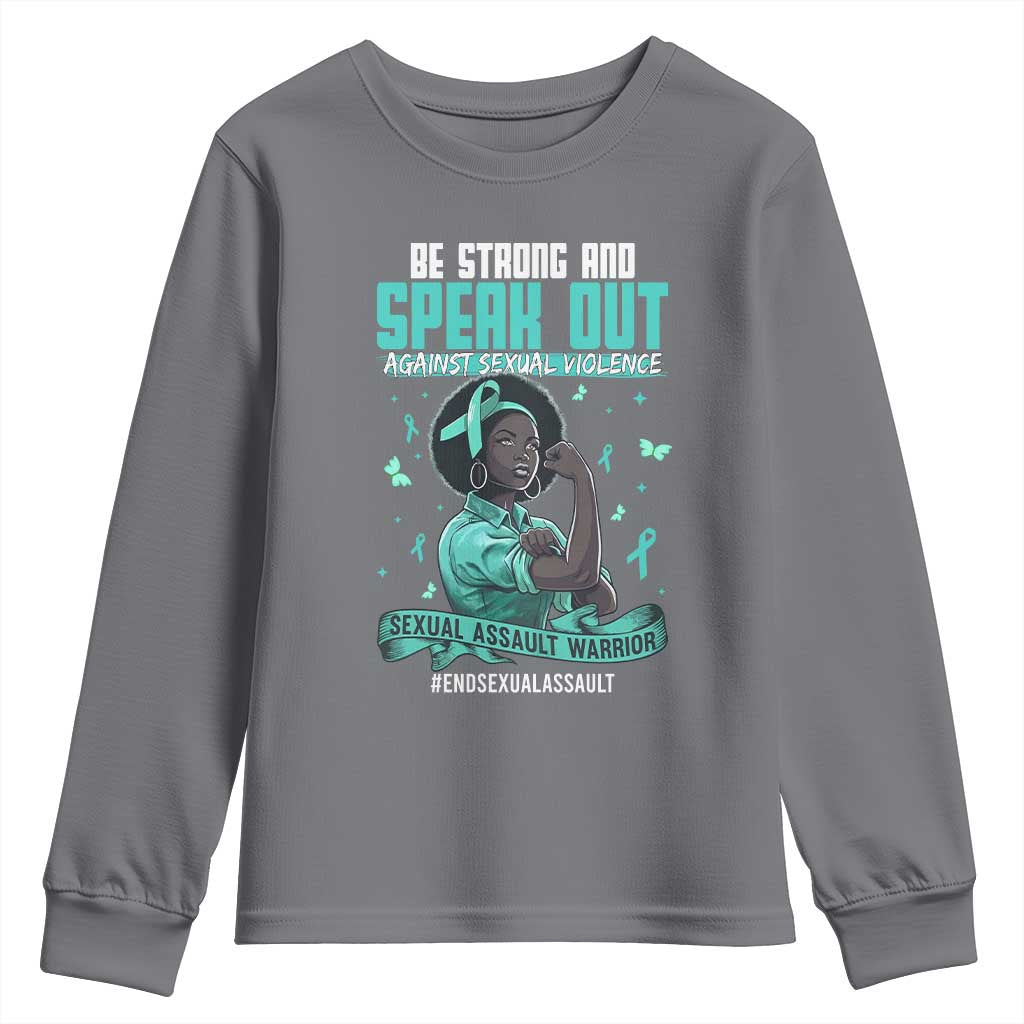 Sexual Assault Awareness Youth Sweatshirt Support African Women Stop Sexual Abuse Awareness TS14 Charcoal Print Your Wear