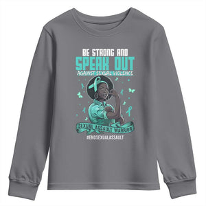 Sexual Assault Awareness Youth Sweatshirt Support African Women Stop Sexual Abuse Awareness TS14 Charcoal Print Your Wear