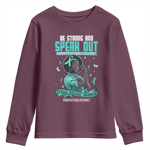 Sexual Assault Awareness Youth Sweatshirt Support African Women Stop Sexual Abuse Awareness TS14 Maroon Print Your Wear