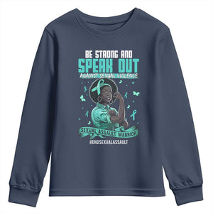 Sexual Assault Awareness Youth Sweatshirt Support African Women Stop Sexual Abuse Awareness TS14 Navy Print Your Wear