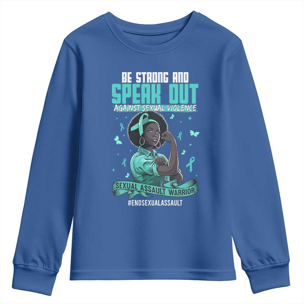 Sexual Assault Awareness Youth Sweatshirt Support African Women Stop Sexual Abuse Awareness TS14 Royal Blue Print Your Wear