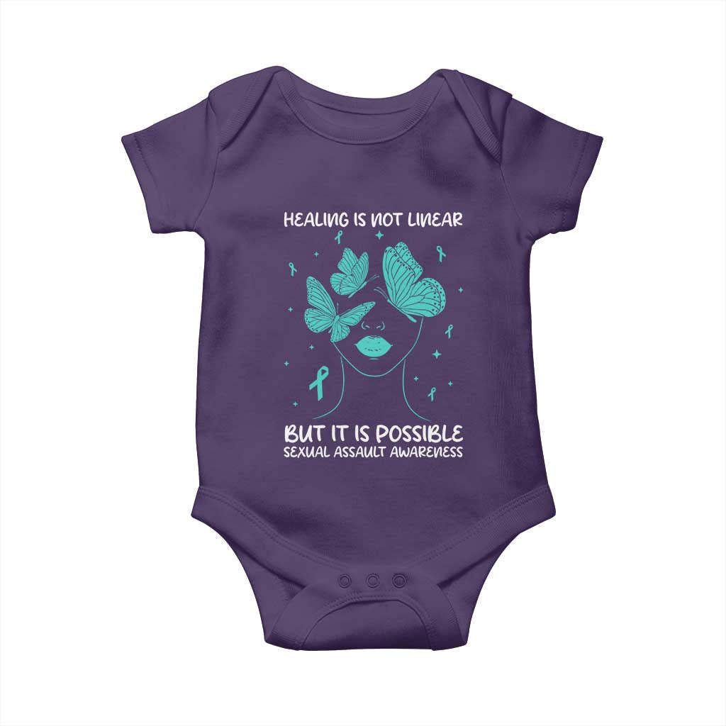 Sexual Assault Awareness Baby Onesie Healing Is Not Linear But It Is Possible TS14 Purple Print Your Wear