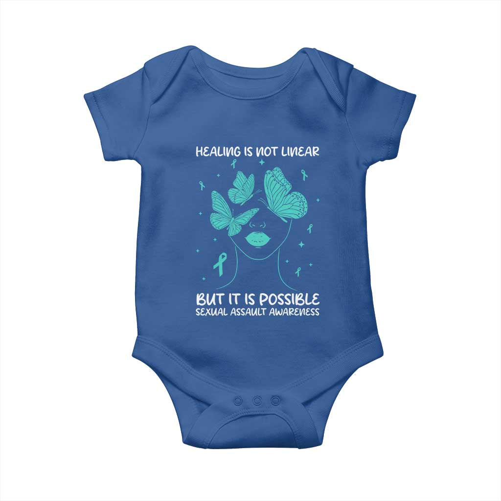 Sexual Assault Awareness Baby Onesie Healing Is Not Linear But It Is Possible TS14 Royal Blue Print Your Wear
